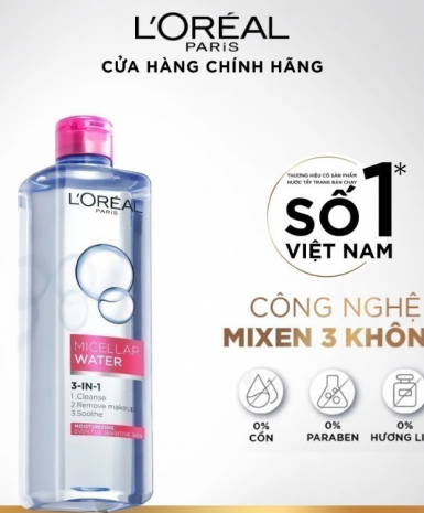 Nước tẩy trang và làm sạch sâu 3-in-1 L'Oreal Paris Micellar Water 400ml