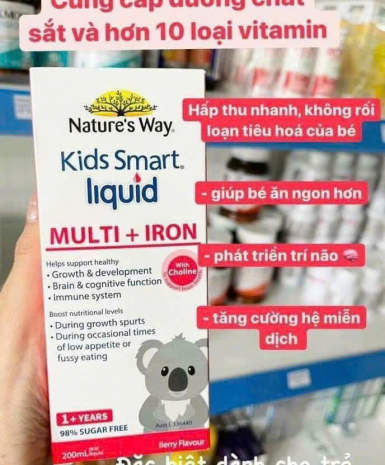 Siro Bổ Sung Sắt Và Multi Vitamin Cho Bé Nature's Way Kids Smart Liquid Multi + Iron Hỗ Trợ Tăng Đề Kháng Cho Bé 200ml