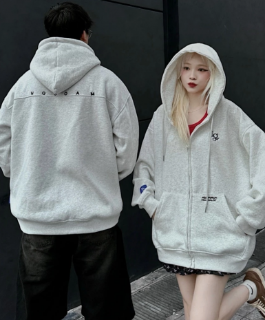 Áo Khoác Hoodie Zip Thêu NQ30 AM Form Rộng Chất Nỉ Bông Mũ Rộng 2 Lớp Nam Nữ