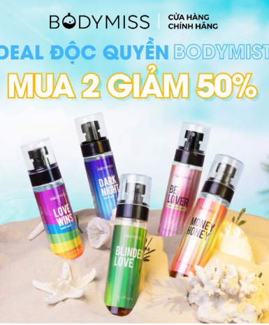 [GIẢM 50%] Combo 2 chai Body Mist Unisex Hẹn Hò Xịt Thơm Toàn Thân Nước Hoa Nam Nữ BODYMISS 105ml (Chai)