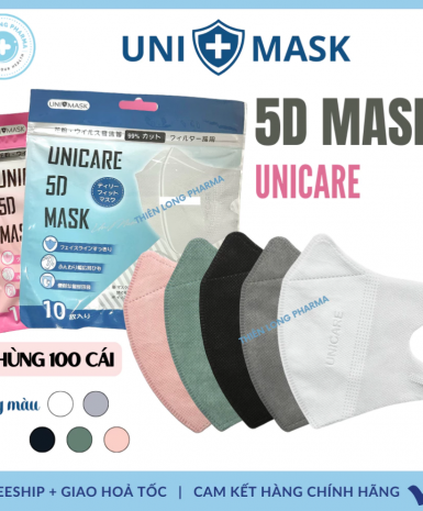 [Thùng 200 Cái] Khẩu trang 5D Uni Mask 3 lớp kháng khuẩn hàng chính hãg công ty