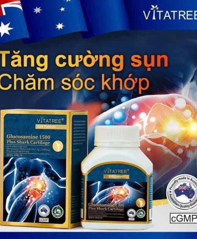 Viên Uống Bổ xương khớp Vitatree Glucosamine plus shark cartilage 1500mg- Hộp 100 Viên